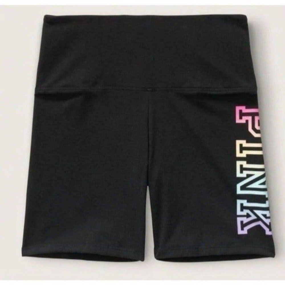 PINK Large Black Rainbow Ombre Bike Shorts Victoria Secret